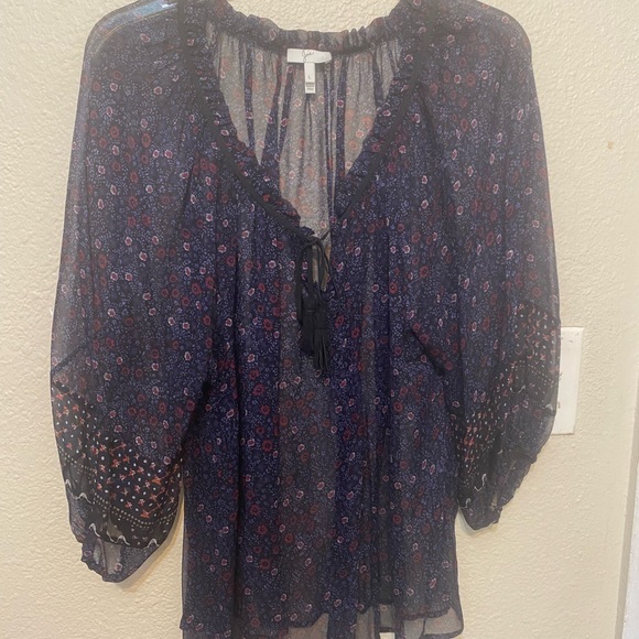 Joie Midnight Blue Floral Blouse - Picture 2 of 5